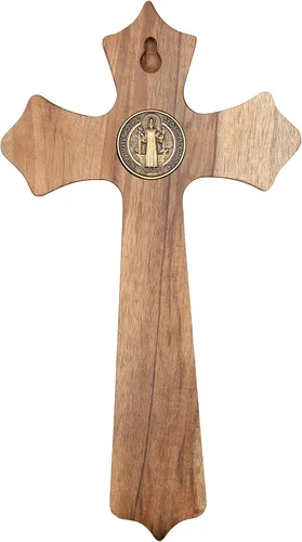 Vista 3 de Intercession Crucifijo de cruz de madera de pared (oro antiguo - 10 pulgadas)