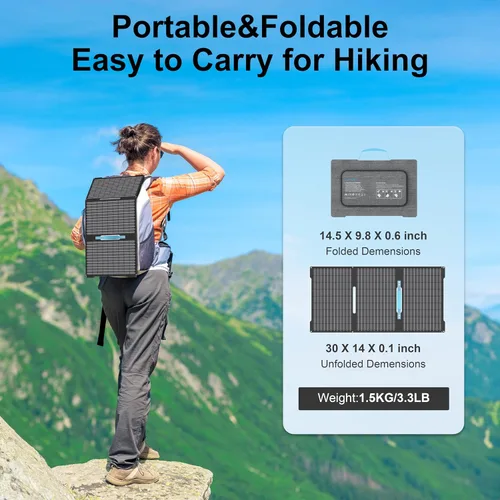 Vista 3 de Cargadores de paneles solares portátiles de 45 W con salidas USB-C, USB-A y CC, panel solar impermeable IP67 plegable para camping, emergencia