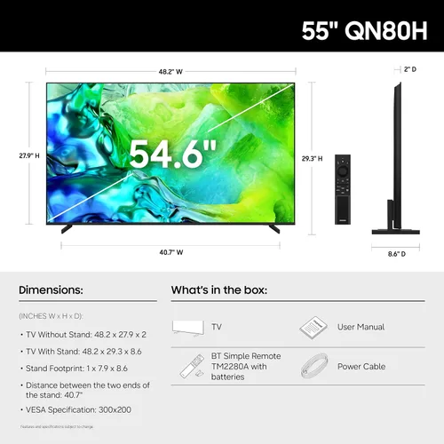 Vista 2 de Samsung Smart TV Class Neo QLED QN80H Series Samsung Vision AI de 55 pulgadas (modelo 2026, 55QN80H) Quantum Mini LED Full Array, Motion Xcelerator