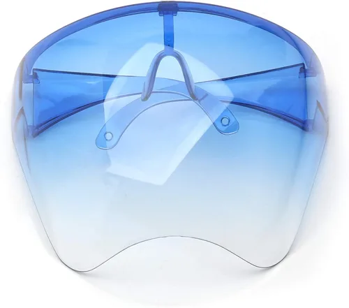 Vista 2 de YAMEIZE Gafas de sol con visera Futuristic Shield de gran tamaño con parte superior plana cubierta completa gafas a prueba de viento