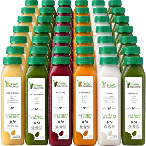 Vista 8 de Limpieza de jugo de 1 día de Raw Fountain, Limpieza de desintoxicación cruda 100% natural, Jugo para reiniciar el cuerpo, Jugo prensado en frío