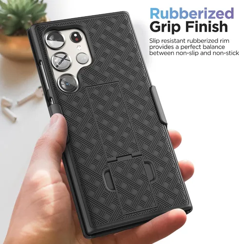 Vista 7 de Galvanox Funda para cinturón diseñada para Samsung Galaxy S24 Ultra - Funda delgada con combo de clip de funda (negro)