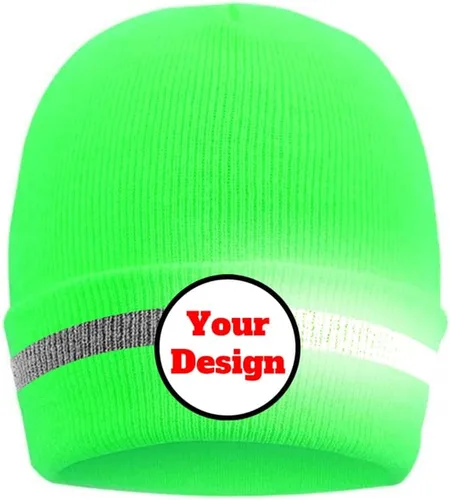 Vista 18 de Hi Vis - Gorro de seguridad para personalizar tu logotipo, gorro de punto de invierno con tiras reflectantes unisex