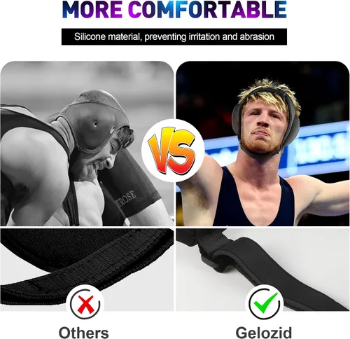 Vista 4 de Gelozid Casco ajustable de lucha libre para BJJ, MMA Grappling y entrenamiento, protector de oídos y casco de protección de coliflor