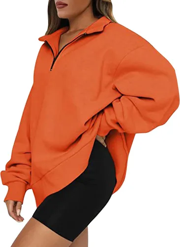 Vista 2 de Sudaderas casuales de manga larga con cuello redondo para mujer, lindo suéter suelto, suave, largo