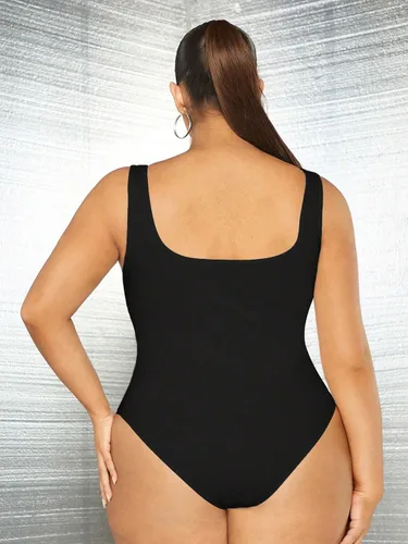 Vista 2 de Verdusa Leotardo básico sin mangas con cuello cuadrado para mujer, talla grande