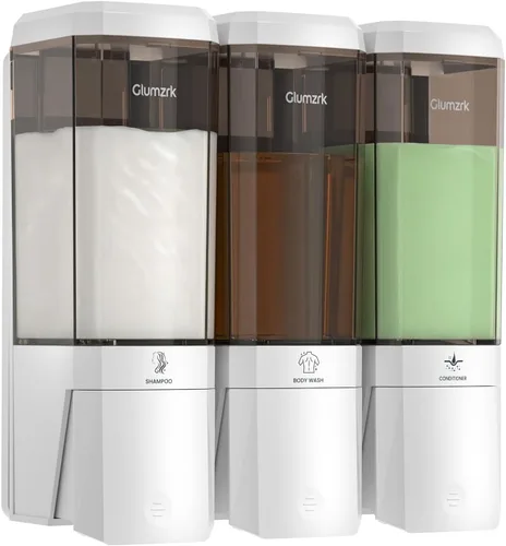 Vista 8 de Dispensador de champú y acondicionador, 2 cámaras, sin perforación, dispensador de champú para ducha, dispensador de jabón de ducha montado