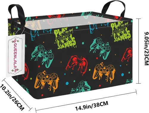 Vista 2 de QUEENLALA Cesta para la colada rectangular/Cesta para la ropa sucia plegable para habitación de niños, para organizar o almacenar, para juguetes