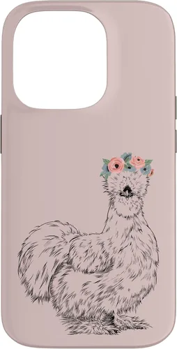 Vista 17 de Silkie Chicken with Floral Headband Farm Animal Funda para iPhone 17