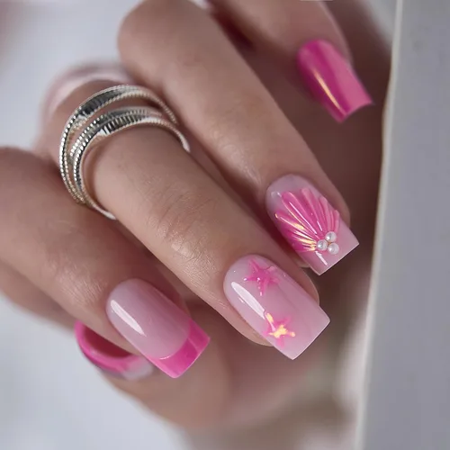 Vista 23 de CurvLife Uñas postizas a presión con punta francesa cuadrada media, color Brillo de porcelana