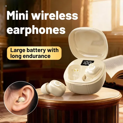 Vista 7 de Mini auriculares inalámbricos, pequeños auriculares invisibles con bloqueo de ruido, auriculares Bluetooth con micrófono, Bluetooth 6.0 pequeños