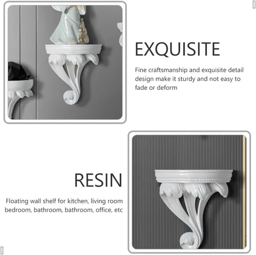 Vista 6 de Cabilock Estante flotante de pared de resina de estilo nórdico, estante de almacenamiento para decoración del hogar, organizador compacto para baño