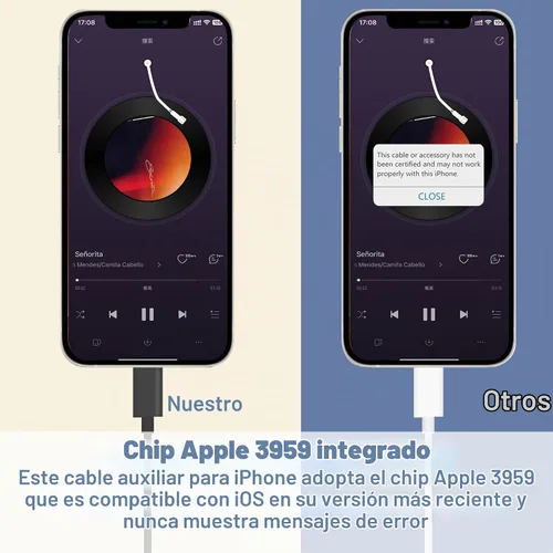 Vista 4 de Cable auxiliar AMI MMI para Audi compatible con iPhone 14/13/12