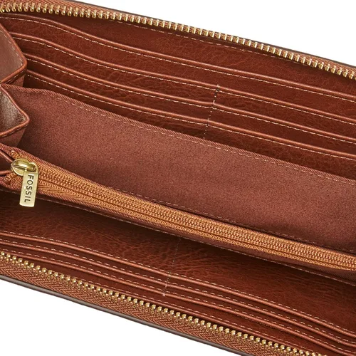 Vista 5 de Fossil Logan RFID - Cartera de piel con cierre para mujer con correa de muñeca