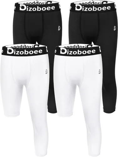 Vista 3 de Pantalones de compresión de una pierna 3/4 para niños y jóvenes, leggings atléticos para deportes, mallas de baloncesto para niños, pantalones