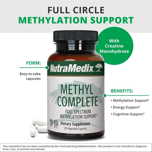 Vista 4 de NutraMedix Methyl Complete - Cápsulas completas de metilación y apoyo energético - Vitamina B2, B6, B12 y folato - con monohidrato de creatina