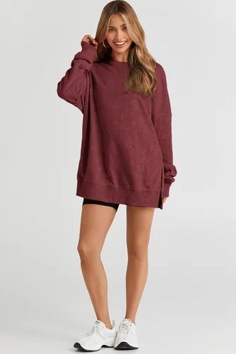 Vista 137 de SHEWIN Sudadera casual de manga larga con cuello redondo para mujer, ligera, holgada