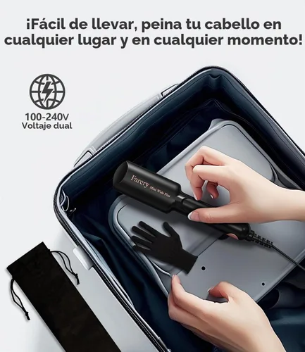 Vista 6 de FARERY Mini plancha de pelo de viaje, plancha plana portátil de 1.5 Negro