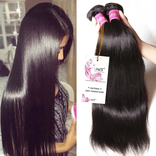 Vista 14 de Cabello 7 a malayo liso, 4 paquetes sin procesar, vírgenes, extensiones de pelo, cabello humano con longitudes mixtas, 100% cabello humano