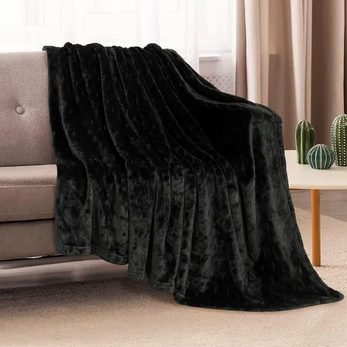 Vista 2 de TOONOW - Manta decorativa de vellón, mullida, supersuave, esponjosa y con patrón geométrico, de franela de microfibra, para sillón, cama y sofá