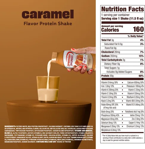 Vista 5 de Premier Protein Batido alto en proteínas de 1.06 oz, caramelo, 1 paquete