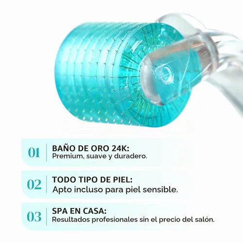 Vista 2 de Rodillo profesional de microneedling Derma con 200 agujas de titanio individuales reales, herramienta de cuidado de la piel de Microneedle Roller
