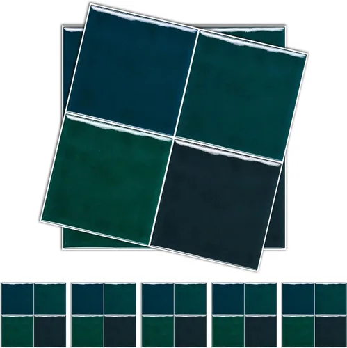 Vista 54 de Alwayspon Adhesivo de vinilo brillante de ladrillo de Provenza, autoadhesivo para azulejos de pared de transferencia de salpicaduras para cocina