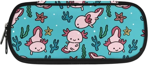 Vista 23 de DISNIMO Estuche organizador de lápices de caballo negro de gran capacidad para niñas, adultos, mujeres, axolotl con cremallera, estuche estético