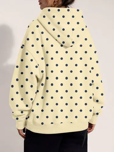 Vista 4 de Trendy Queen Sudaderas con capucha de gran tamaño para mujer, sudaderas de felpa para mujer, suéteres de moda de otoño, suéteres de invierno Lunares