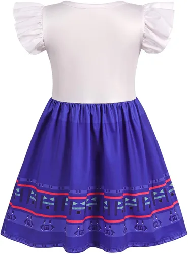 Vista 2 de COTRIO Disfraz de princesa para niñas con bolsa, disfraz de Halloween para niños, trajes de cumpleaños, vestidos de fiesta, ropa de juego de rol