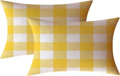 Vista 50 de Fundas de almohada decorativas rústicas de Aqua y blanco a cuadros estilo búfalo para sofá, funda de almohada para granja, decoración