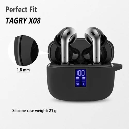Vista 2 de Geiomoo Funda de silicona compatible con TAGRY X08, funda protectora con mosquetón (negro)