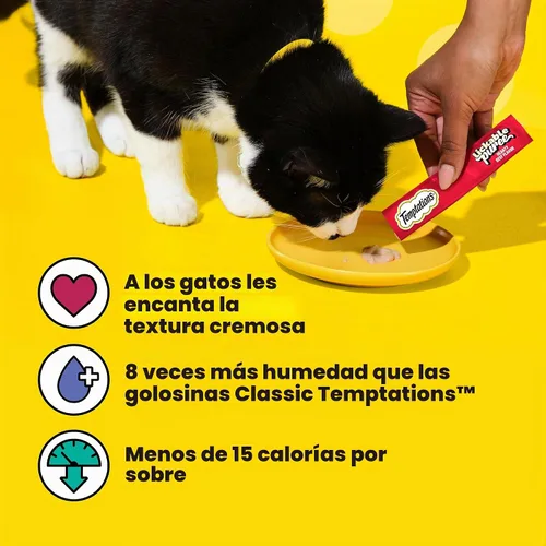 Vista 3 de Temptations - Golosinas cremosas para gatos, hígado de res, 4 unidades, paquete de 11