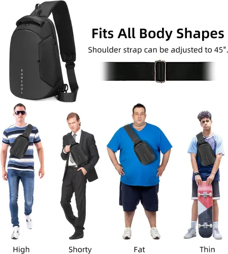 Vista 5 de Eurcool Bolsa de hombro para hombre, bolsa de mensajero pequeña, repelente al agua, bolsa cruzada para el pecho, para correr, senderismo, ciclismo