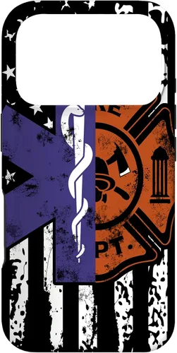 Vista 30 de EMT Firefighter Fire Rescue EMT - Funda de regalo con bandera americana para iPhone 17