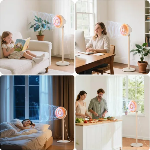 Vista 7 de BEESTAR - Ventilador de pie oscilante de 10 pulgadas 3 adjustable speed levels & height adjustable design, ideal for bedroom, living room, kitchen