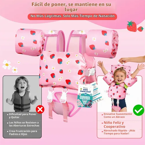 Vista 8 de Vvinca Puddle Kid Jumper for 20-60 Lbs, Toddler Pool Floaties for Kids 2-4 01-fresa