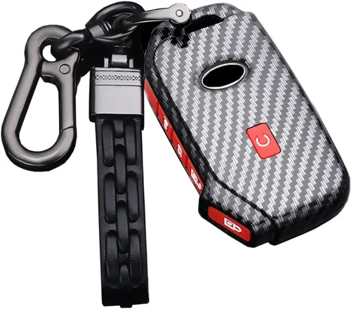 Vista 14 de SANRILY Funda de llave para Kia Telluride Remote Key Case Shell Holder con llavero, Negro