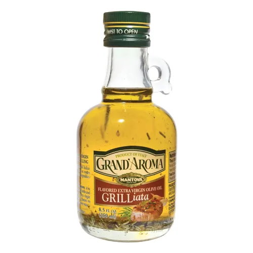 Vista 2 de Mantova Aceite de oliva virgen extra Grand'Aroma Grilliata, fabricado en Italia, prensado en frío, 100% natural, aceite de cocina saludable