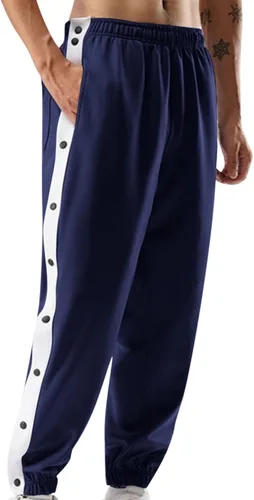 Vista 2 de Pantalones deportivos de baloncesto para hombre, pantalones de baloncesto con abertura alta, botones a presión, pantalones sueltos para correr