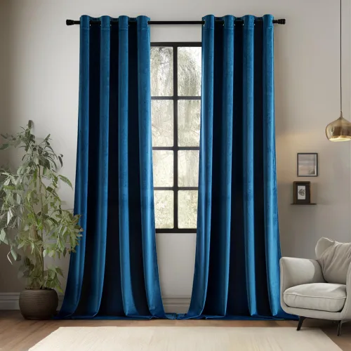 Vista 24 de EMEMA Cortinas de terciopelo negro, 2 paneles de 40 x 63 pulgadas de largo, bolsillo trasero para barra