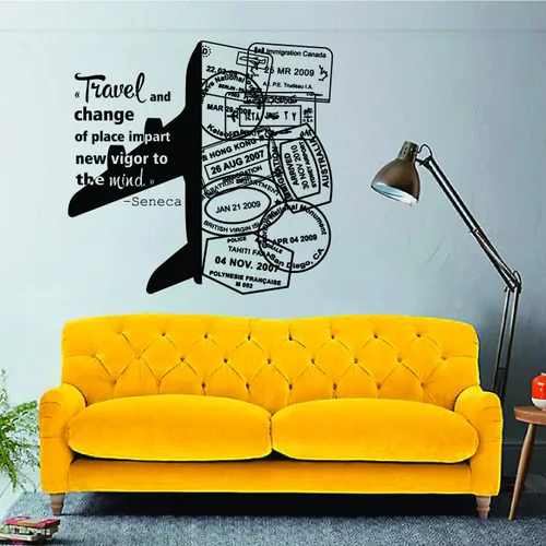 Vista 5 de Wall Quotes Travel Series Matasellos de vinilo para pared, diseño de viaje, viaje, viaje, viaje, viaje, viaje, pasaporte, inspiración, cita