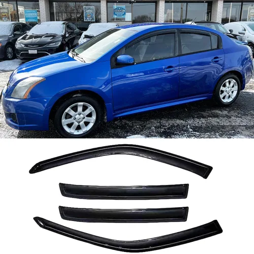 Vista 16 de Sun Rain Guards - Deflector de viento para ventana, 4 piezas de cinta en canal en color humo oscuro para Nissan Titan Crew Cab 2004-2015 194858