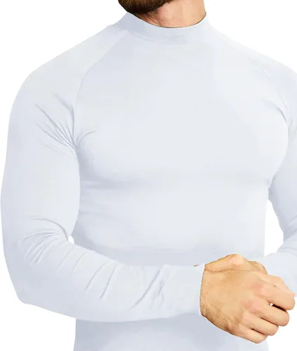 Vista 4 de elselect Camisas de cuello alto para hombre, estilo casual, ajustadas, básicas, ligeras, suéter