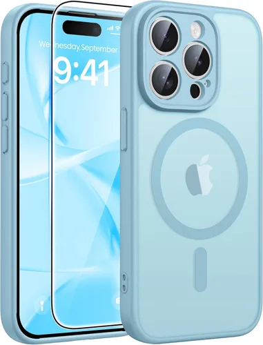 Vista 338 de FNTCASE - Funda para iPhone 16 Pro: magnética, mate, translúcida, de grado militar, protectora contra caídas, resistente, fina, duradera y a prueba