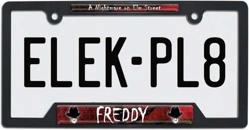Vista 3 de Elektroplate Con licencia oficial – Freddy Krueger Nightmare on Elm Street - Marco de matrícula de plástico negro de grado automático, marco
