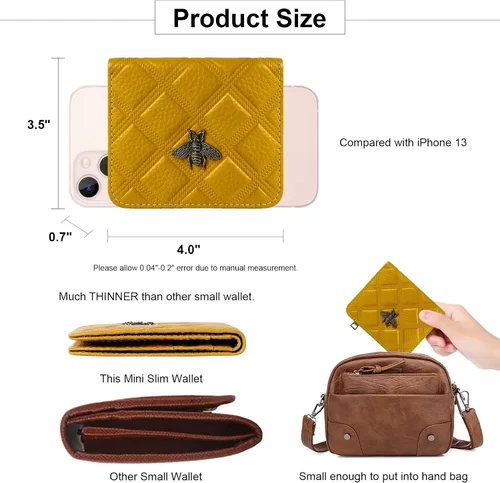 Vista 4 de Repterbo Billetera para mujer, con bloqueo RFID, pequeña, compacta, plegable, de piel auténtica, con bolsillo, mini carteras para mujeres