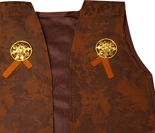 Vista 4 de CHICTRY Chaleco de vaquero occidental marrón para niños, disfraz de Halloween