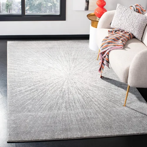 Vista 9 de SAFAVIEH Evoke Collection EVK228J - Alfombra abstracta de estallido de 2'2" x 4', color aguamarina/marfil, no desprende pelusa, alfombra de acento