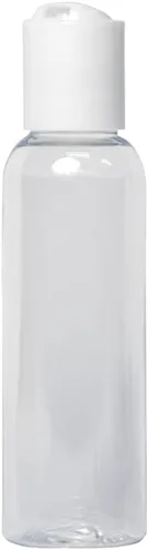 Vista 2 de TSA - Botellas vacías de plástico transparente de 2 onzas con tapa superior de disco blanco, sin BPA, juego de 6, tamaño de viaje de 2 onzas